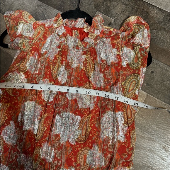 NWT‎ Anthropologie Let Me Be Vanna Shimmer Paisley Top- 2 - Picture 7 of 12